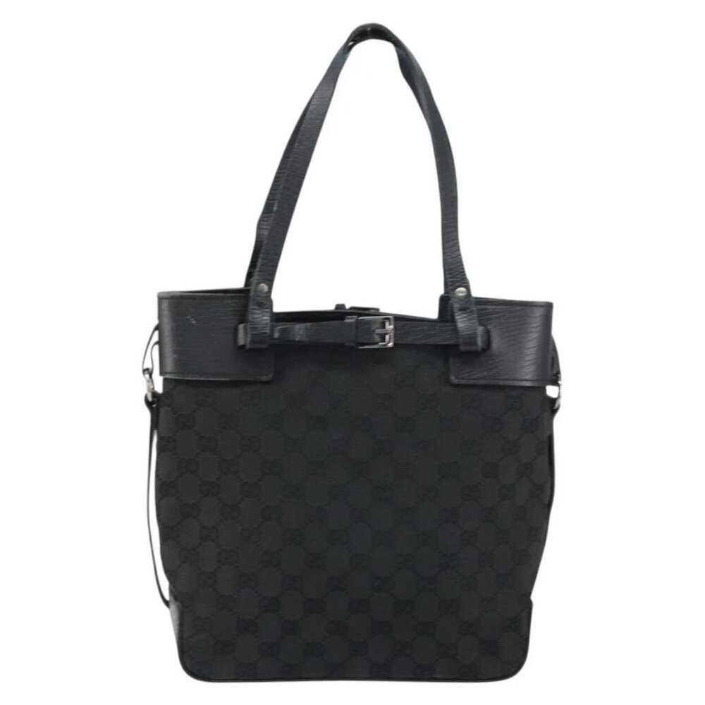 GUCCI GG Canvas Tote Bag Black Silver 107757 Auth 156922 - Picture 3 of 16